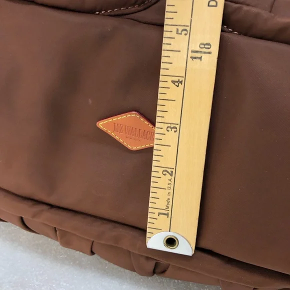 MZ WALLACE Kate Bag Large Brown and Rose Gold Shoulder Crossbody Nylon & Leather